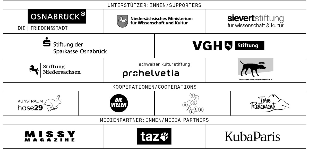 Logos der Sponsor:innen und Medienpartner:innen der Kunsthalle.