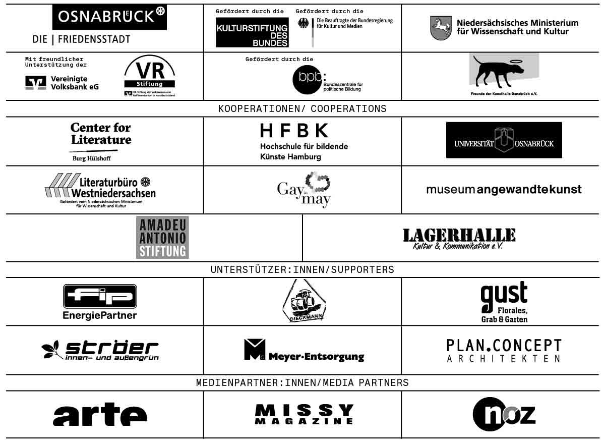 Logos der Sponsor:innen und Medienpartner:innen der Kunsthalle.
