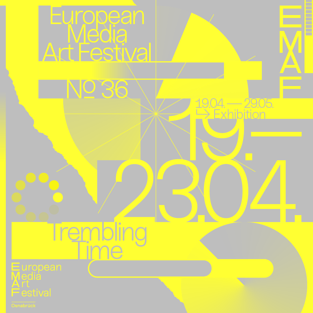 Graphic of this year's European Media Art Festival on the theme of Trembling Time.